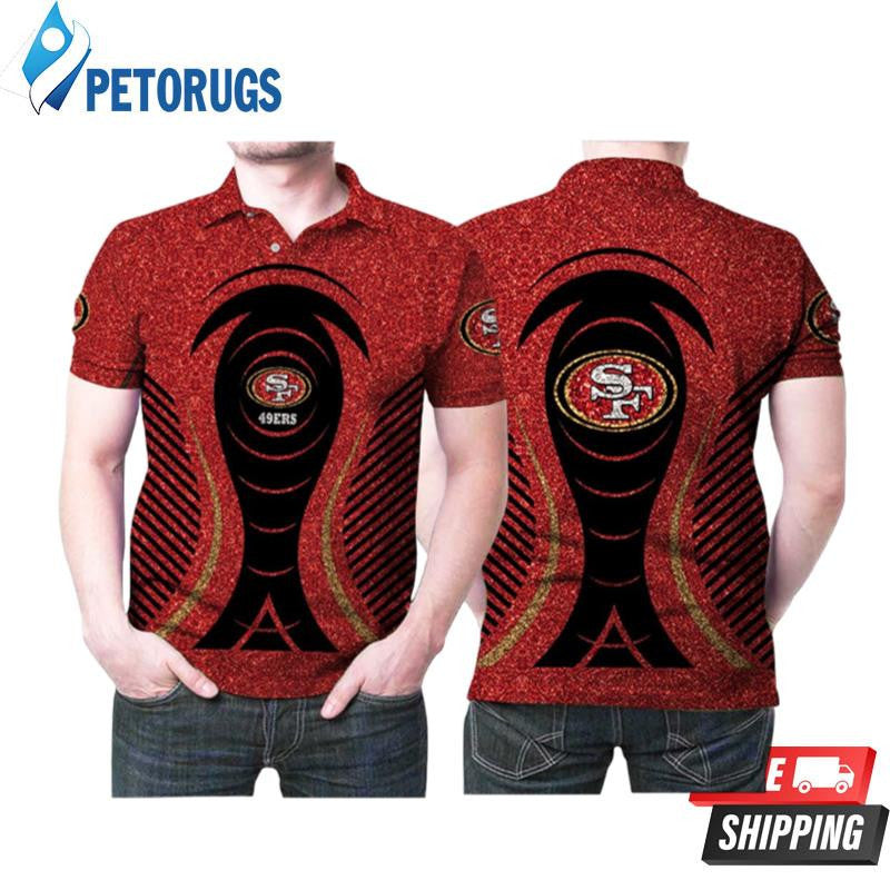 San Francisco 49ers Red Glitter Pattern Printed Polo Shirt