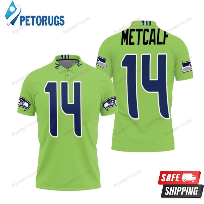 D K Metcalf 14 Seattle Seahawks Green Color Rush Legend Inspired Printed Polo Shirt