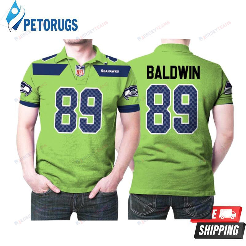 Doug Baldwin 89 Seattle Seahawks American Football Green Color Rush Legend Printed Polo Shirt