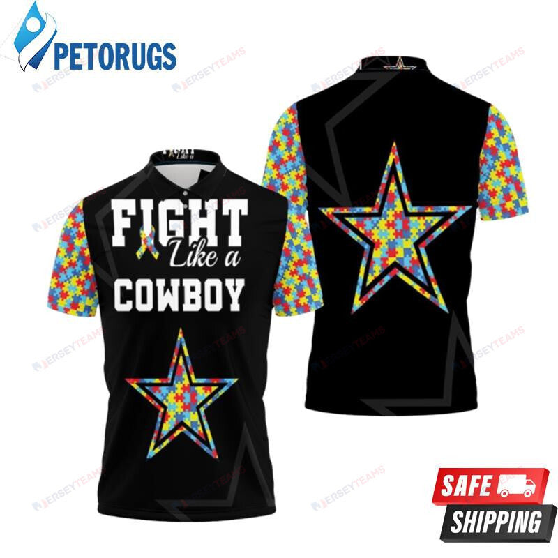 Fight Like A Dallas Cowboys Autism Support Printed Polo Shirt