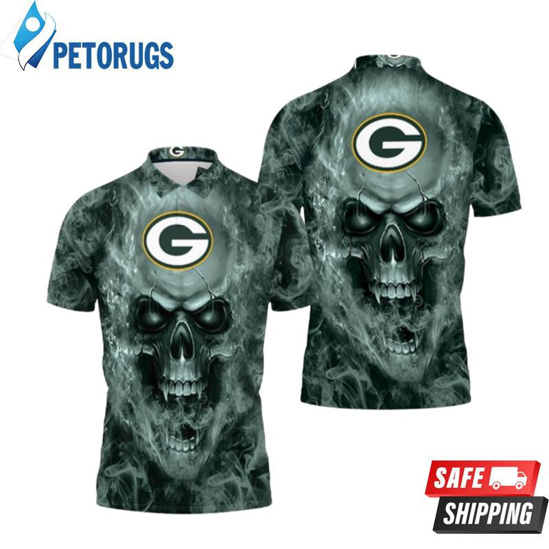 Green Bay Packers Skull Printed Polo Shirt