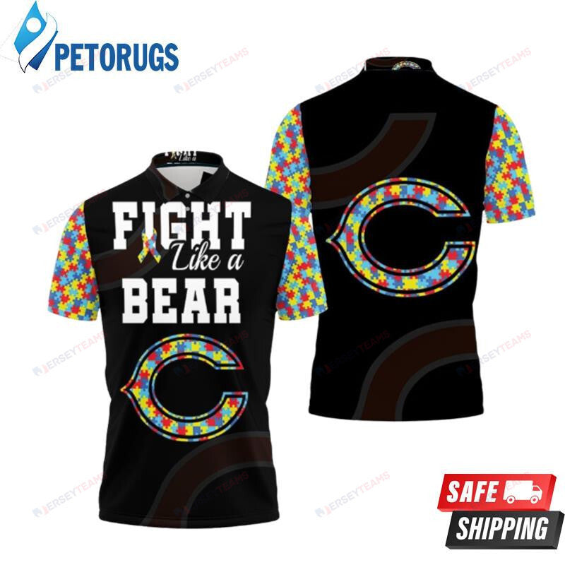 Fight Like A Chicago Bears Autism Support Printed Polo Shirt