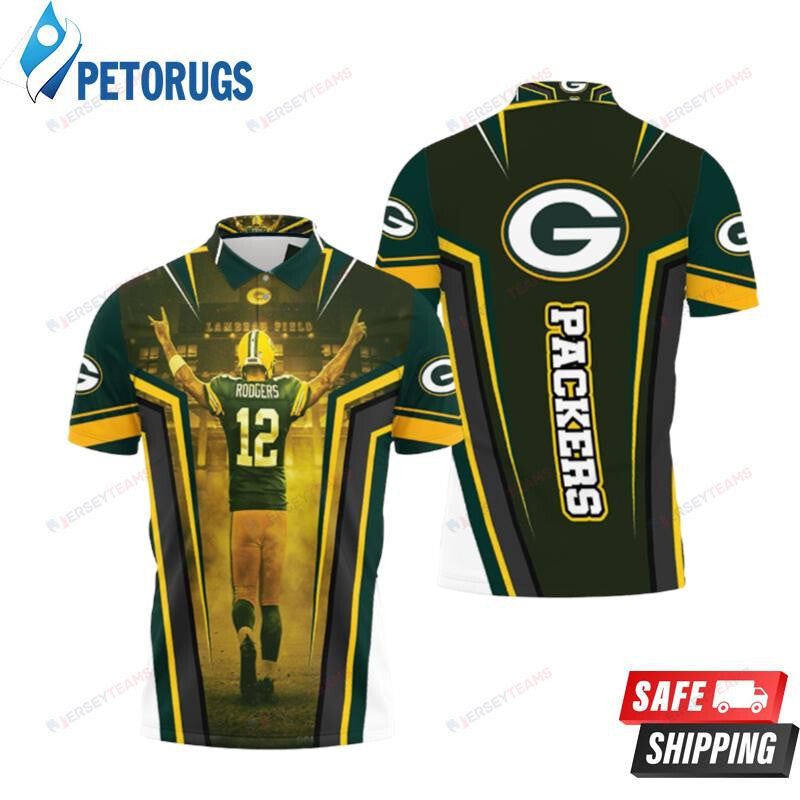 Aaron Rodgers 12 Green Bay Packers Printed Polo Shirt