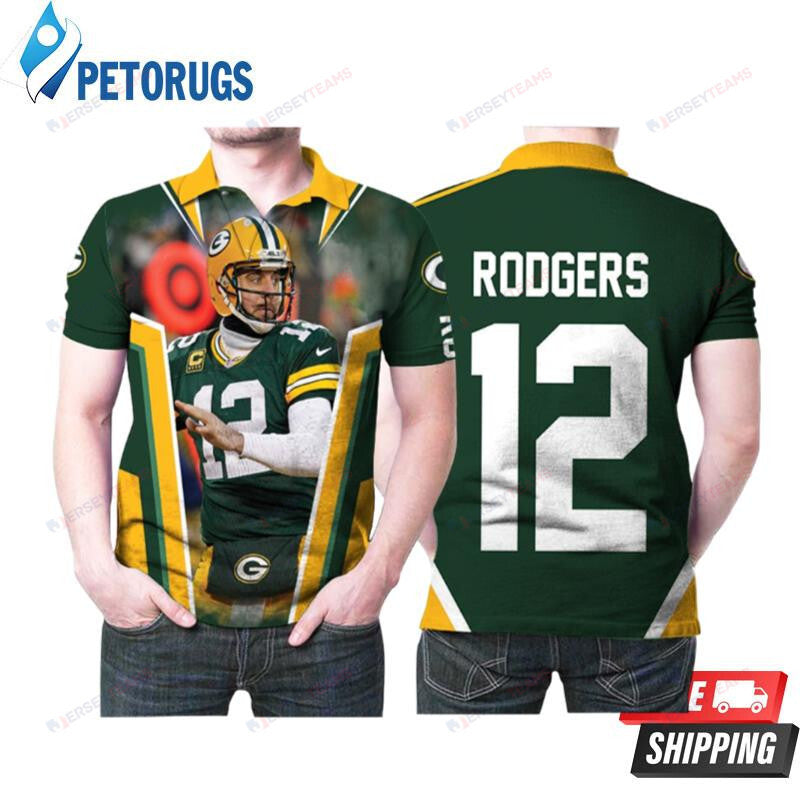 Green Bay Packers Aaron Rodgers Legend 12 American Football Green Printed Polo Shirt