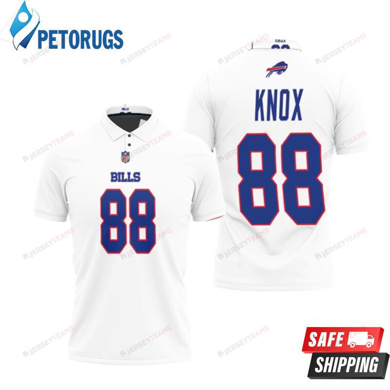 Buffalo Bills Dawson Knox 88 Great Player American Football Team Game White Printed Polo Shirt