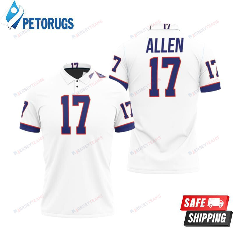 Buffalo Bills Josh Allen 17 Great Player American Football White Vintage Printed Polo Shirt