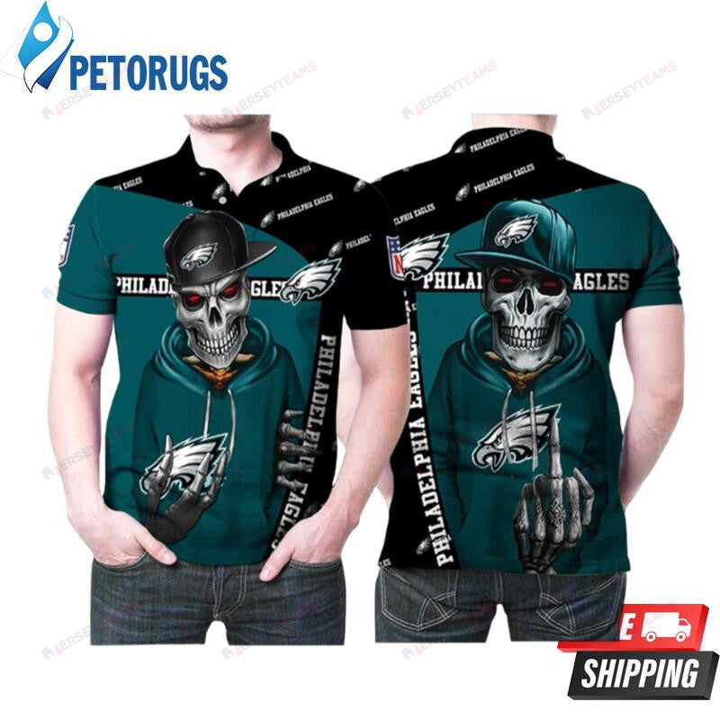 Philadelphia Eagles Hip Hop Skull Printed Polo Shirt