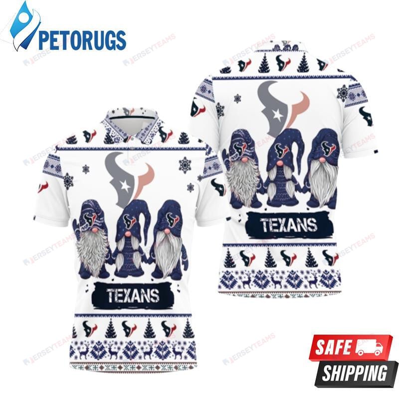Christmas Gnomes Houston Texans Ugly Sweat Printed Polo Shirt