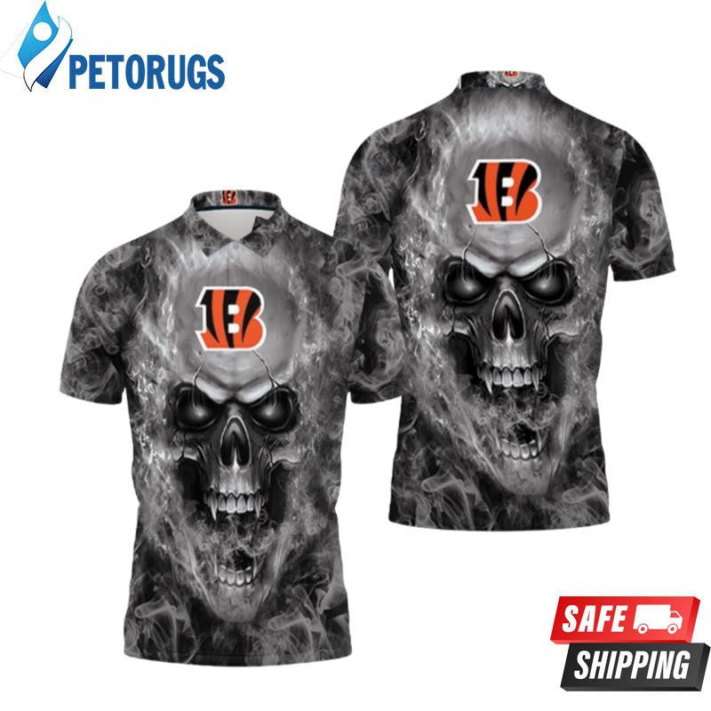 Cincinnati Bengals Skull Printed Polo Shirt