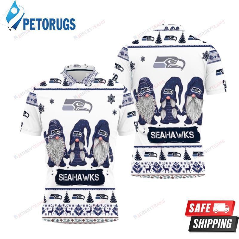 Christmas Gnomes Seattle Seahawks Ugly Sweat Printed Polo Shirt