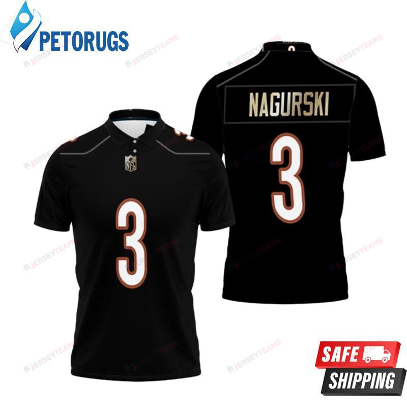 Chicago Bears Bronko Nagurski 3 American Football Legacy Vintage Navy Printed Polo Shirt