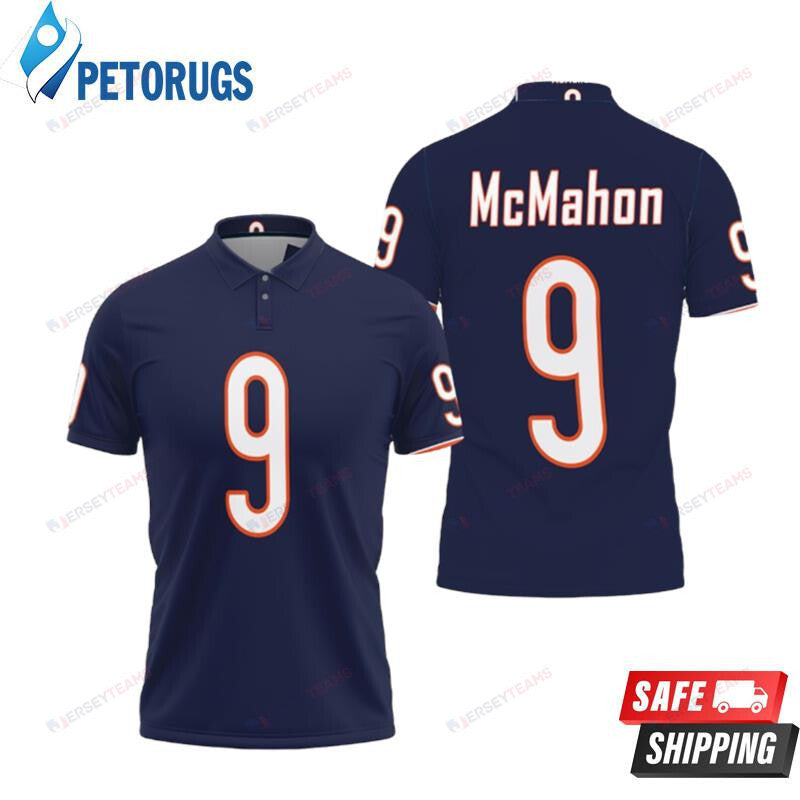 Chicago Bears Jim Mcmahon 9 Great Player American Football Team Legacy Vintage Navy Printed Polo Shirt