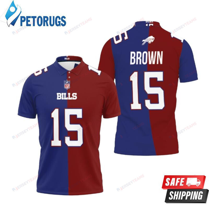 Buffalo Bills John Brown #15 Great Player Vapor Limited Royal Red Two Tone Style Printed Polo Shirt