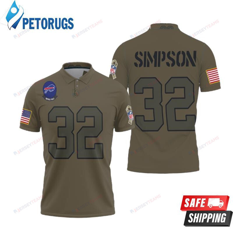 Buffalo Bills O. J. Simpson #32 Great Player Camo 2019 Salute To Service Printed Polo Shirt