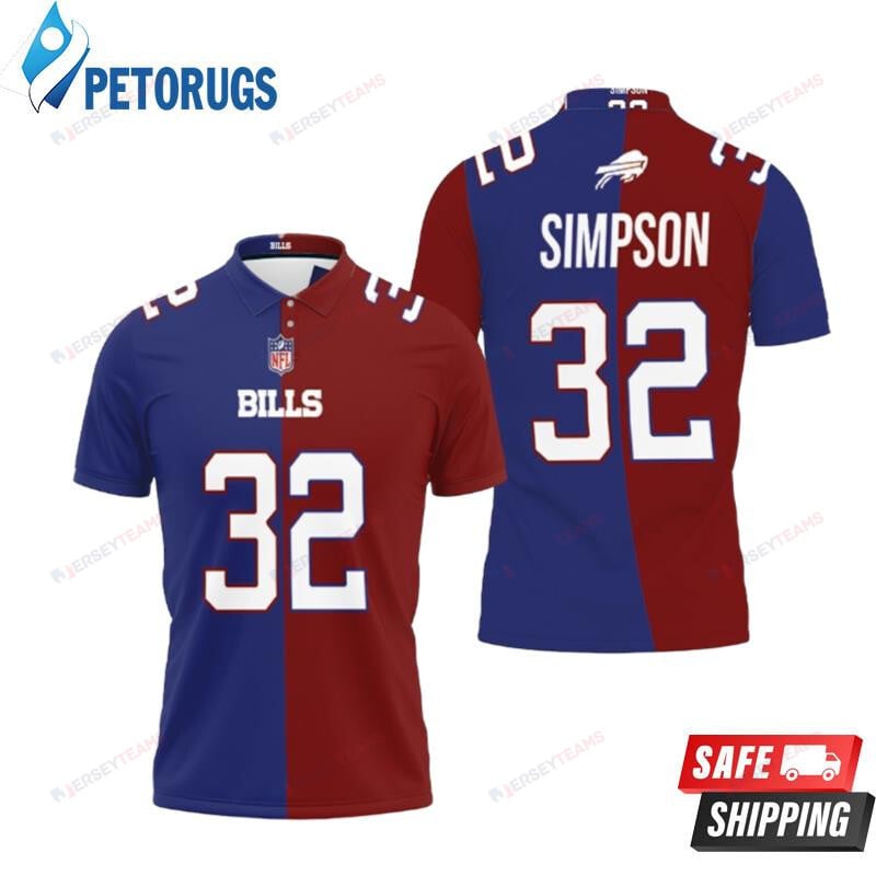 Buffalo Bills O. J. Simpson #32 Great Player Vapor Limited Royal Red Two Tone Style Printed Polo Shirt