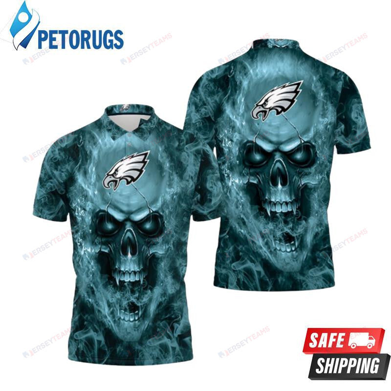 Philadelphia Eagles Skull Printed Polo Shirt