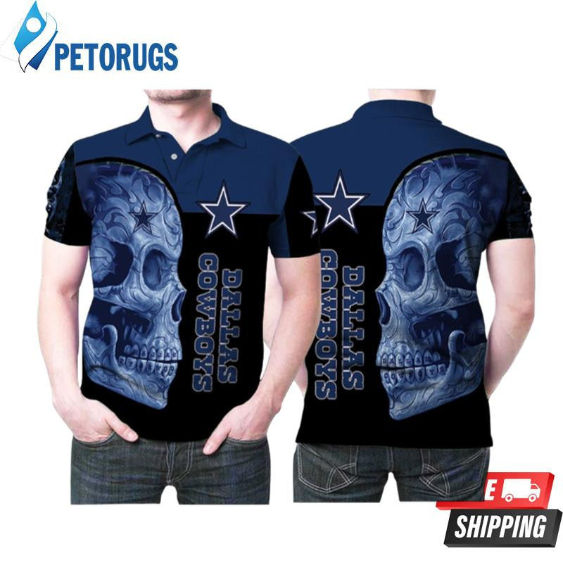 Sugar Skull Dallas Cowboys Flower Pattern Printed Polo Shirt