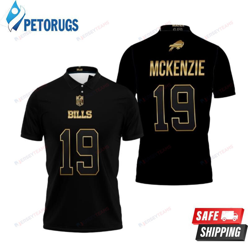 Buffalo Bills Isaiah Mckenzie #19 Great Player Black Golden Printed Polo Shirt