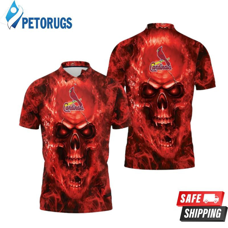 St. Louis Cardinals Skull Printed Polo Shirt