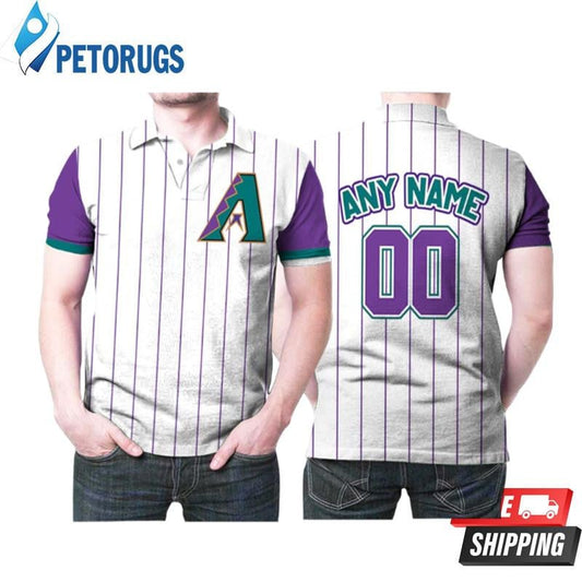 Arizona Diamondbacks 2020 White Purple Stripe Inspired Style Custom Name & Number Printed Polo Shirt