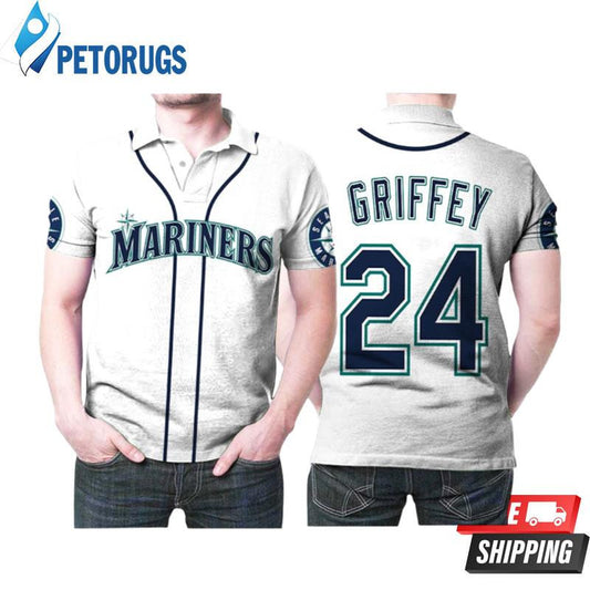 Seattle Mariners Ken Griffey Jr 24 Baseball Team Logo Style Printed Polo Shirt