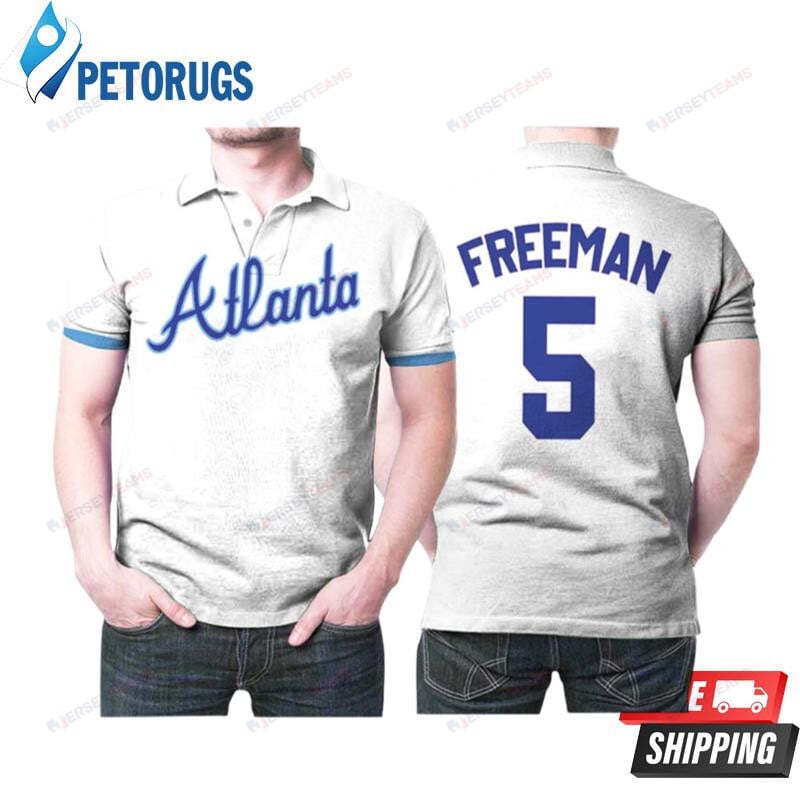 Atlanta Braves Freddie Freeman #5 Big Tall Cooperstown Collection Mesh Wordmark Printed Polo Shirt
