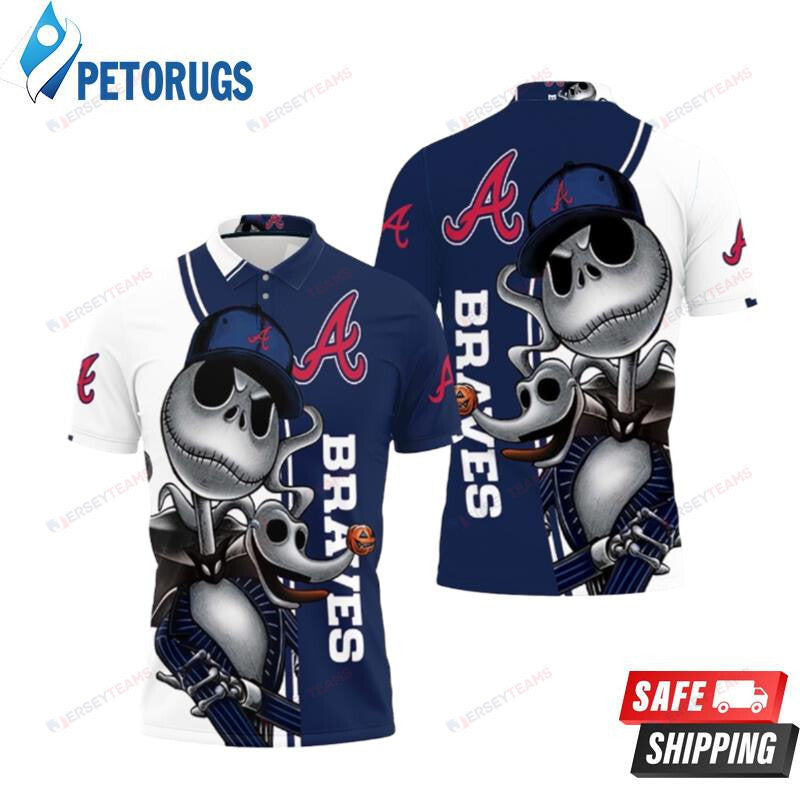 Atlanta Braves Jack Skellington And Zero Printed Polo Shirt