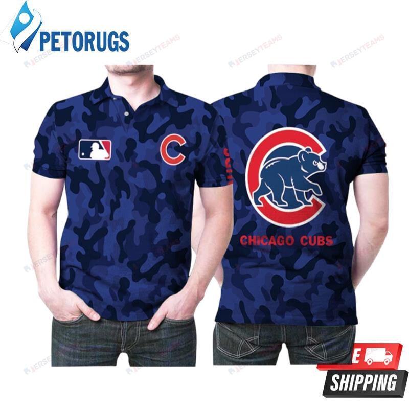 Chicago Cubs Logo Camo Pattern Printed Polo Shirt