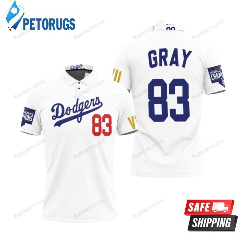Los Angeles Dodgers Gray 83 2020 Championship Golden Edition White Inspired Style Printed Polo Shirt