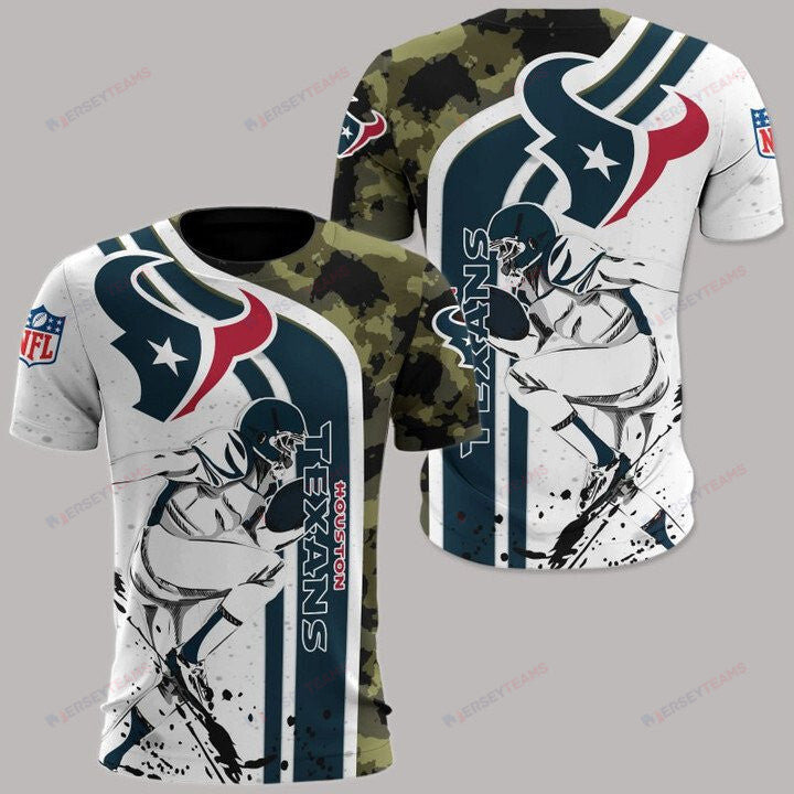 Houston Texans All Over Print T-Shirt - White Blue Camo