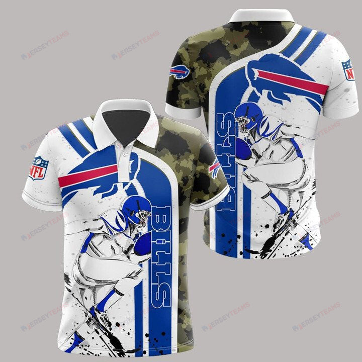 Buffalo Bills Printed Polo Shirt - White Camo