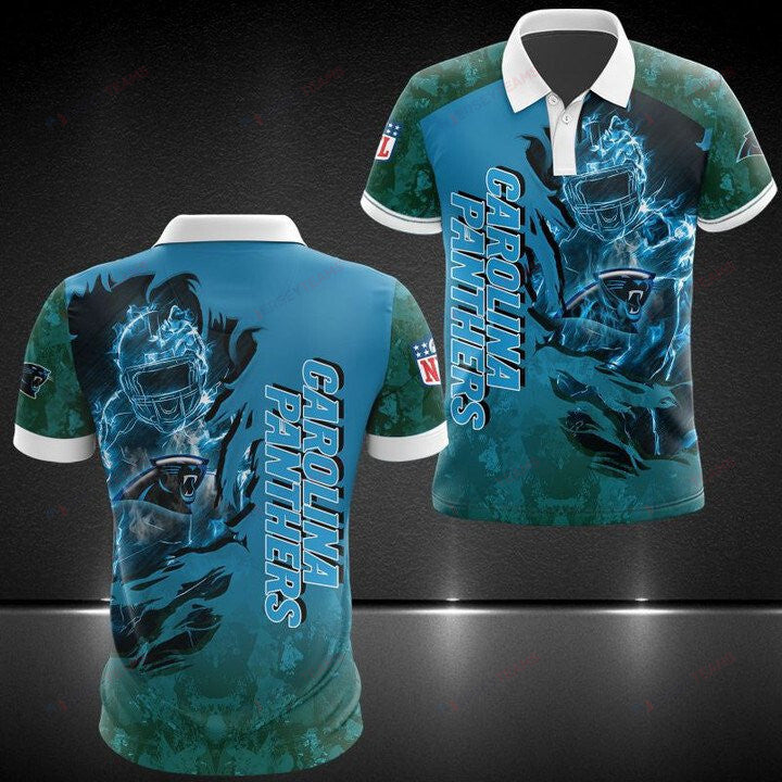 Carolina Panthers Printed Polo Shirt - Blue Camo