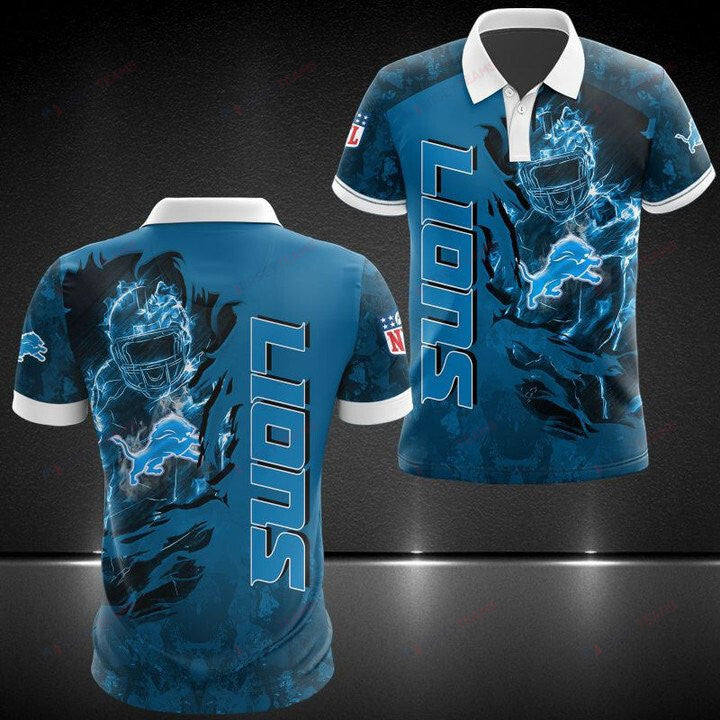 Detroit Lions Printed Polo Shirt - Honolulu Blue Camo
