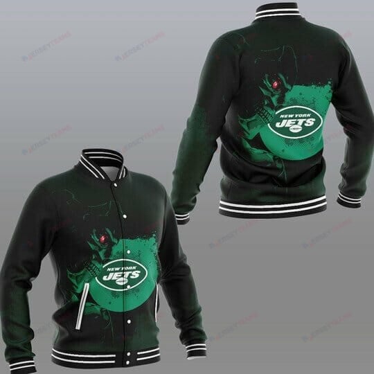 New York Jets Green Skull - AOP Varsity Jacket - All-Over-Printed Jacket