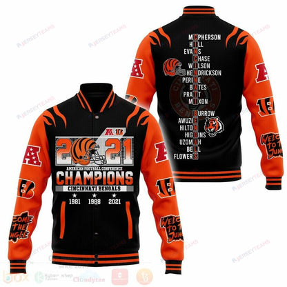 Cincinnati Bengals Black Orange Champions - AOP Varsity Jacket - All-Over-Printed Jacket