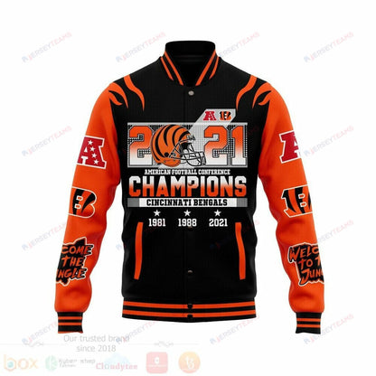 Cincinnati Bengals Black Orange Champions - AOP Varsity Jacket - All-Over-Printed Jacket