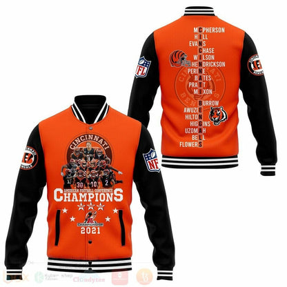 Cincinnati Bengals Black Orange Champions 2021 - AOP Varsity Jacket - All-Over-Printed Jacket