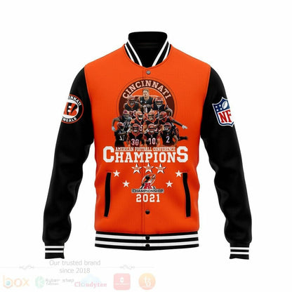 Cincinnati Bengals Black Orange Champions 2021 - AOP Varsity Jacket - All-Over-Printed Jacket