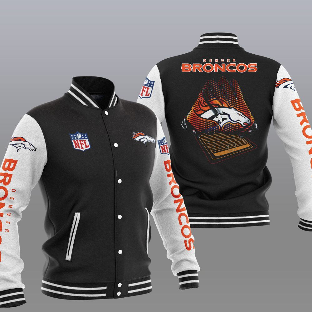 Denver Broncos Black - AOP Varsity Jacket - All-Over-Printed Jacket