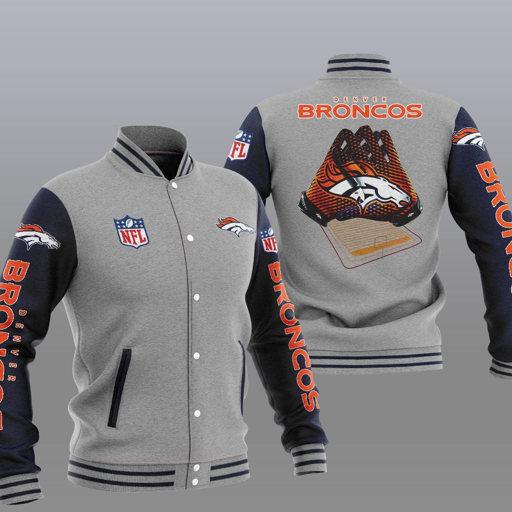 Denver Broncos Grey - AOP Varsity Jacket - All-Over-Printed Jacket