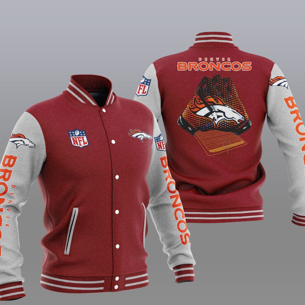 Denver Broncos Red - AOP Varsity Jacket - All-Over-Printed Jacket
