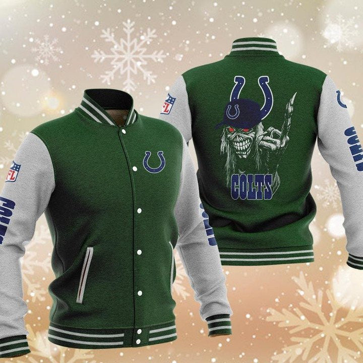 Indianapolis Colts Green Iron Maiden - AOP Varsity Jacket - All-Over-Printed Jacket