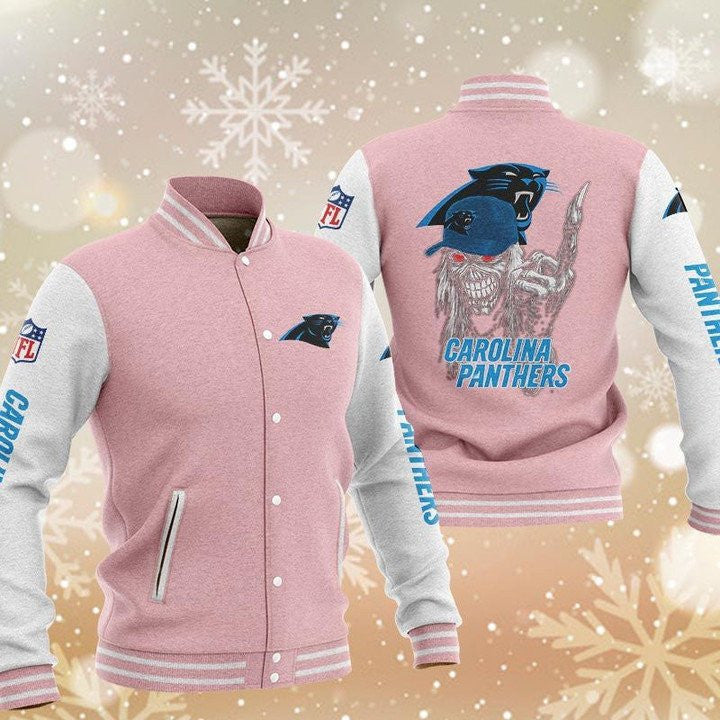 Carolina Panthers Pink Iron Maiden - AOP Varsity Jacket - All-Over-Printed Jacket
