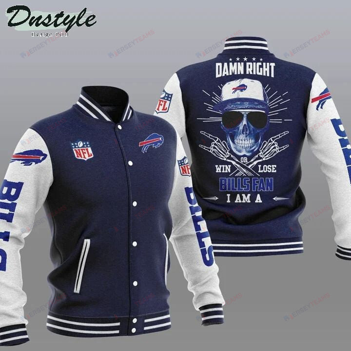 Buffalo Bills Dark Blue Damn Right - AOP Varsity Jacket - All-Over-Printed Jacket