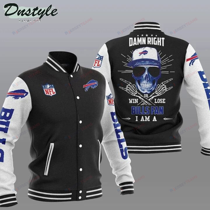 Buffalo Bills Black Damn Right - AOP Varsity Jacket - All-Over-Printed Jacket