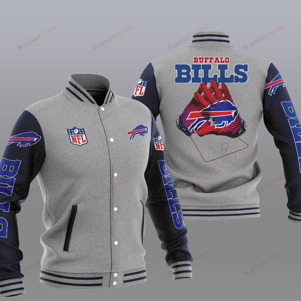 Buffalo Bills Grey - AOP Varsity Jacket - All-Over-Printed Jacket
