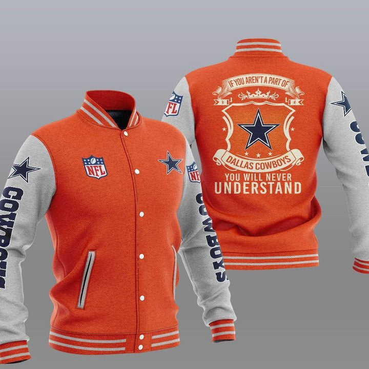 Dallas Cowboys Orange Grey You Will Never Understand - AOP Varsity Jacket - All-Over-Printed Jacket