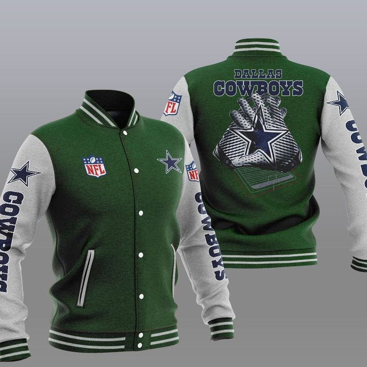 Dallas Cowboys Green 2 Hand - AOP Varsity Jacket - All-Over-Printed Jacket