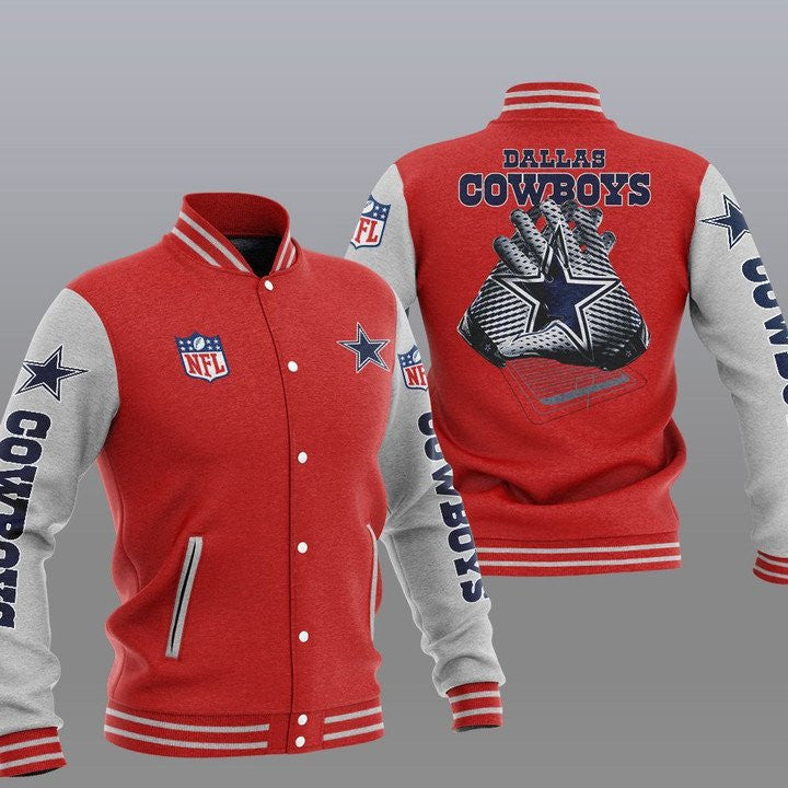 Dallas Cowboys Red Grey 2 Hand - AOP Varsity Jacket - All-Over-Printed Jacket