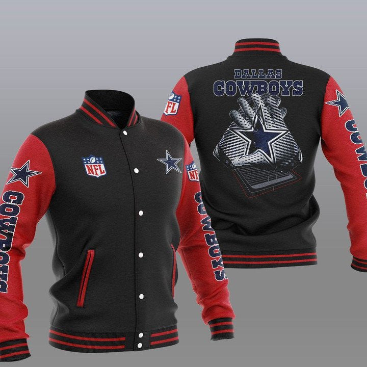 Dallas Cowboys Black Red 2 Hand - AOP Varsity Jacket - All-Over-Printed Jacket